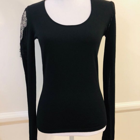 Emilio Pucci Black Open Neck Wool & Lace Sweater S - Picture 2 of 8